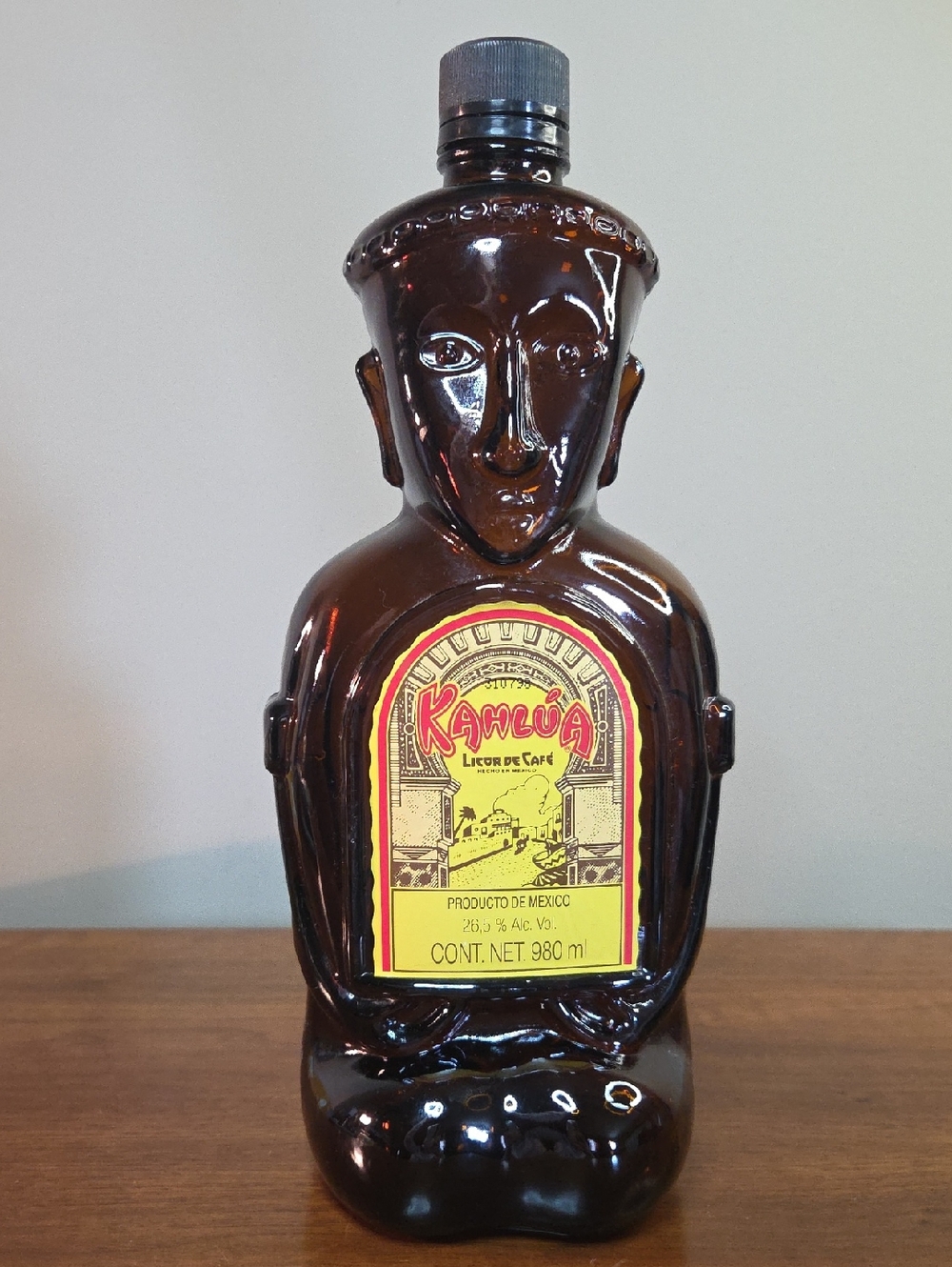Vintage Kahlua Tiki Aztec Amber Liquor Bottle Heritage Edition Empty
